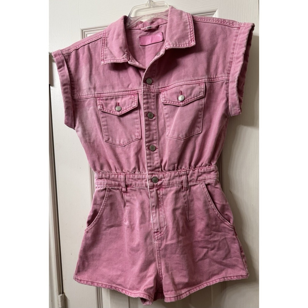 Blanknyc Pink Cotton Button Front Romper, Size XS PREOWNED‎ - Picture 4 of 14
